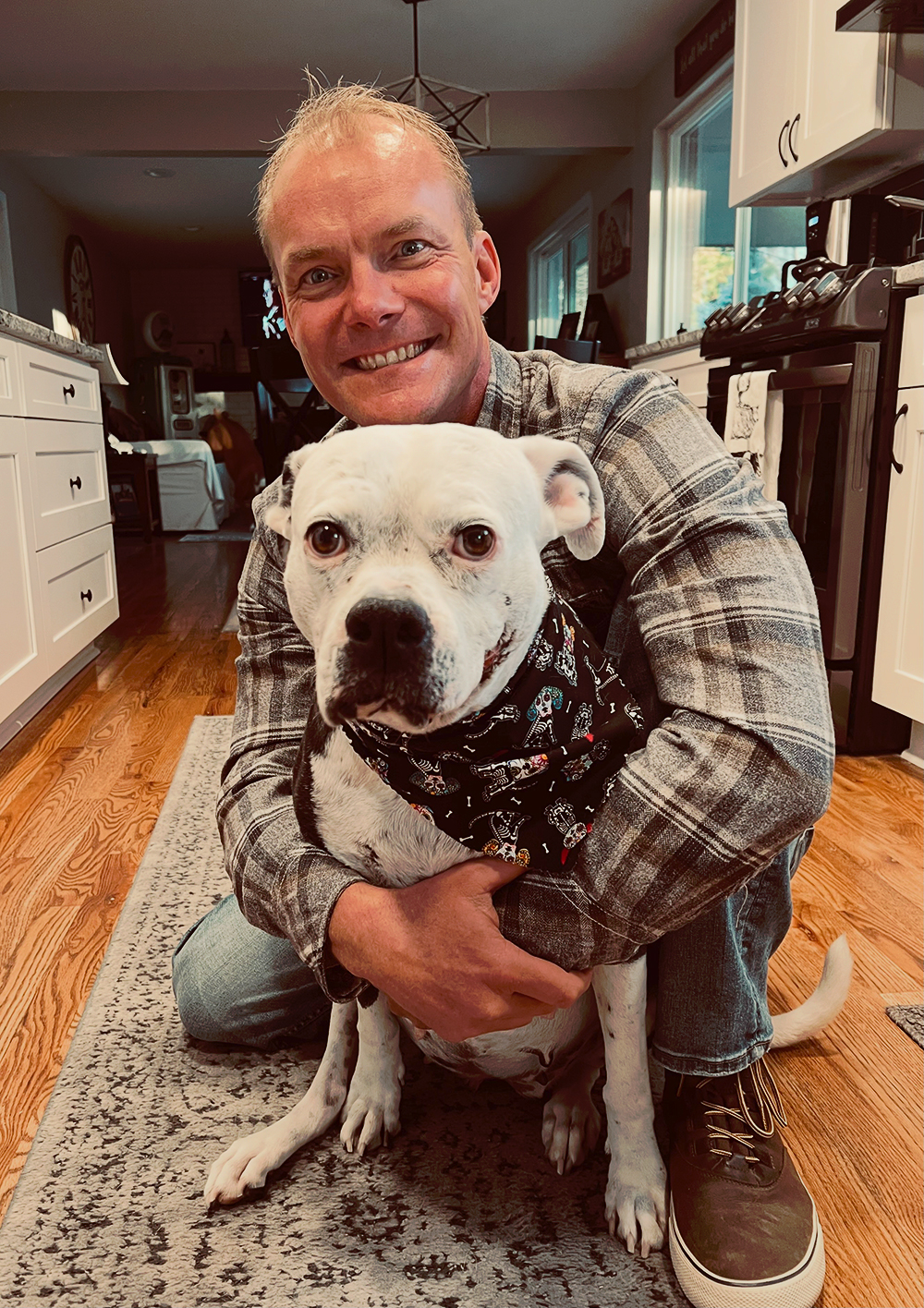 David Novak with a rescue dog